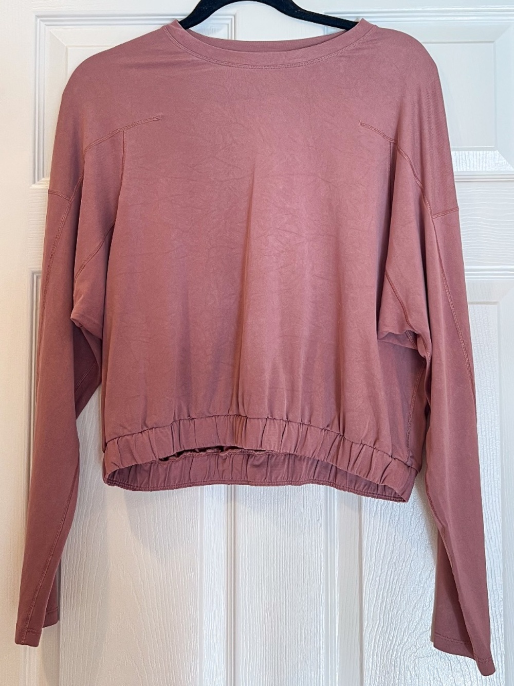 Lululemon Mauve Pink Cropped Long Sleeve Pullover Top Relaxed Fit | Size 6